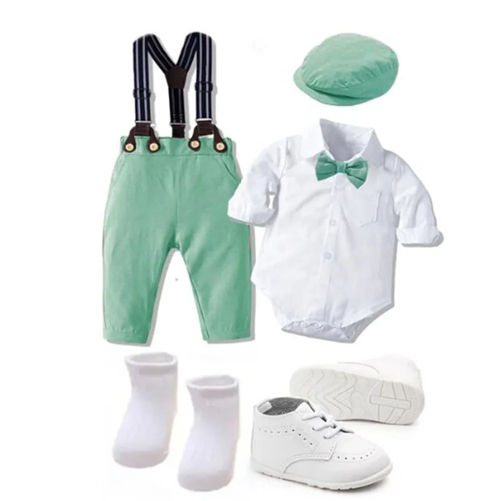 Gentleman Baby Clothes Dressy Outfits for Baby Boys Baby Suit Dress Baby for Boy Kids Clothes Boys Hat+Romper+Shoes+Socks+Pants