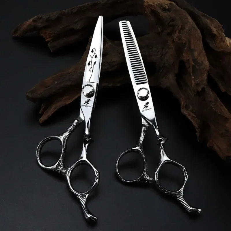 Professional JP 440c Steel 6 '' Hollow Shears Dragon Hair Cutting Scissors Haircut Thinning Barber Tools Hairdresser Scissors