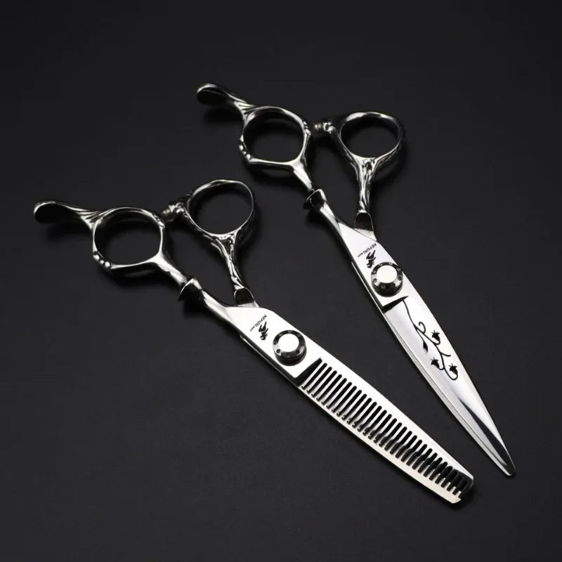 Professional JP 440c Steel 6 '' Hollow Shears Dragon Hair Cutting Scissors Haircut Thinning Barber Tools Hairdresser Scissors