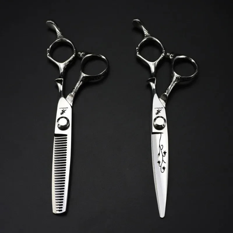 Professional JP 440c Steel 6 '' Hollow Shears Dragon Hair Cutting Scissors Haircut Thinning Barber Tools Hairdresser Scissors