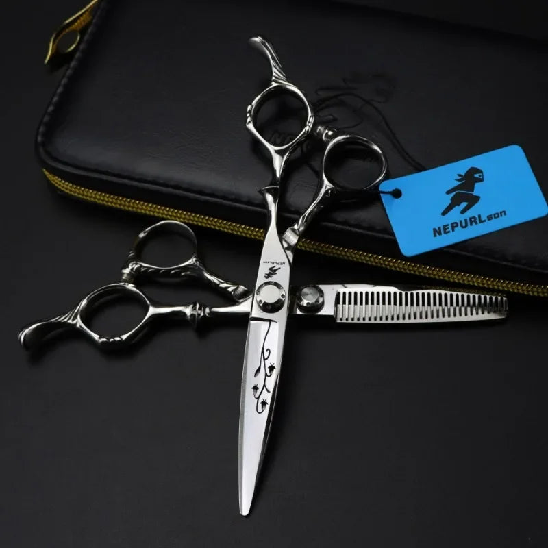 Professional JP 440c Steel 6 '' Hollow Shears Dragon Hair Cutting Scissors Haircut Thinning Barber Tools Hairdresser Scissors
