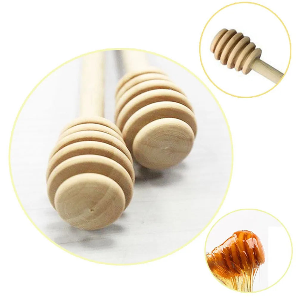 2pcs 16cm Wooden Honey Spoon Honey Wooden Stir Bar for Honey Jar Supplies Eco-Friendly Long Handle Mixing Stick Dessert Tools