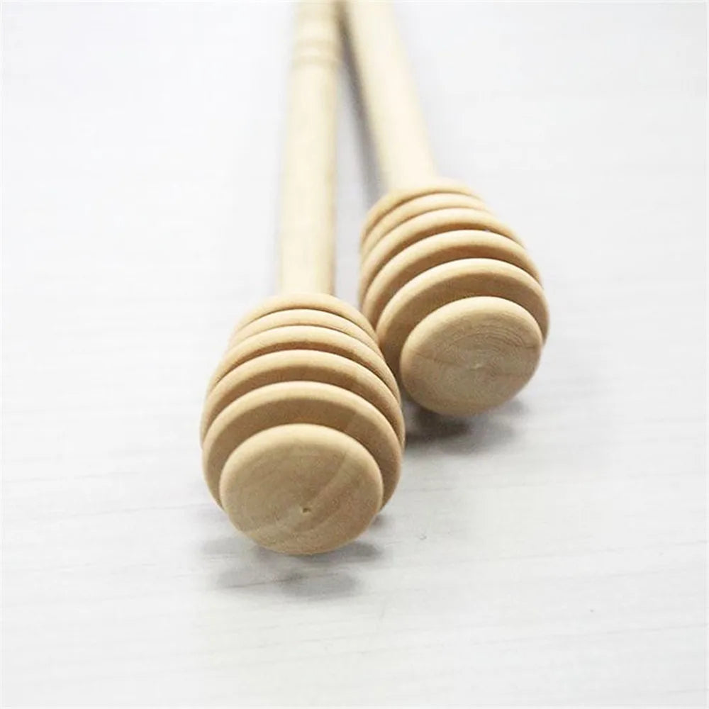 2pcs 16cm Wooden Honey Spoon Honey Wooden Stir Bar for Honey Jar Supplies Eco-Friendly Long Handle Mixing Stick Dessert Tools