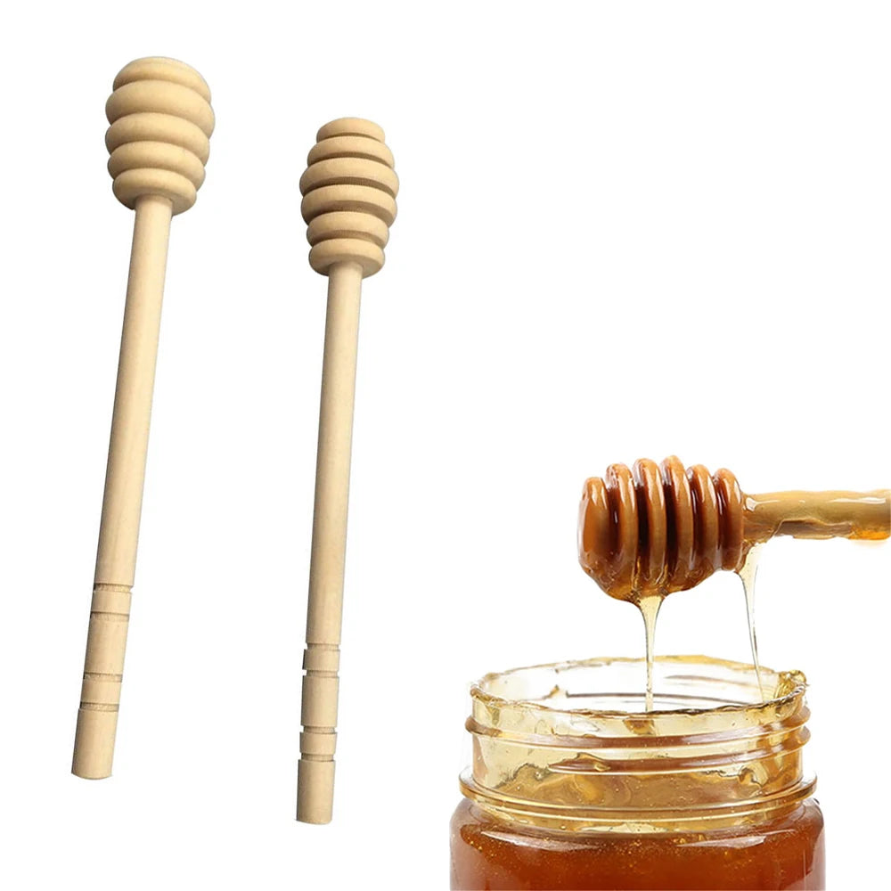 2pcs 16cm Wooden Honey Spoon Honey Wooden Stir Bar for Honey Jar Supplies Eco-Friendly Long Handle Mixing Stick Dessert Tools