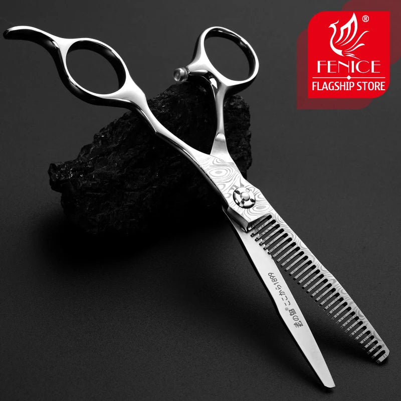 Fenice 6'' Japanese VG10 Cobalt Alloy Scissors for Cutting Hair Damascus Professional Hairdressing  Barber Shop Supplies