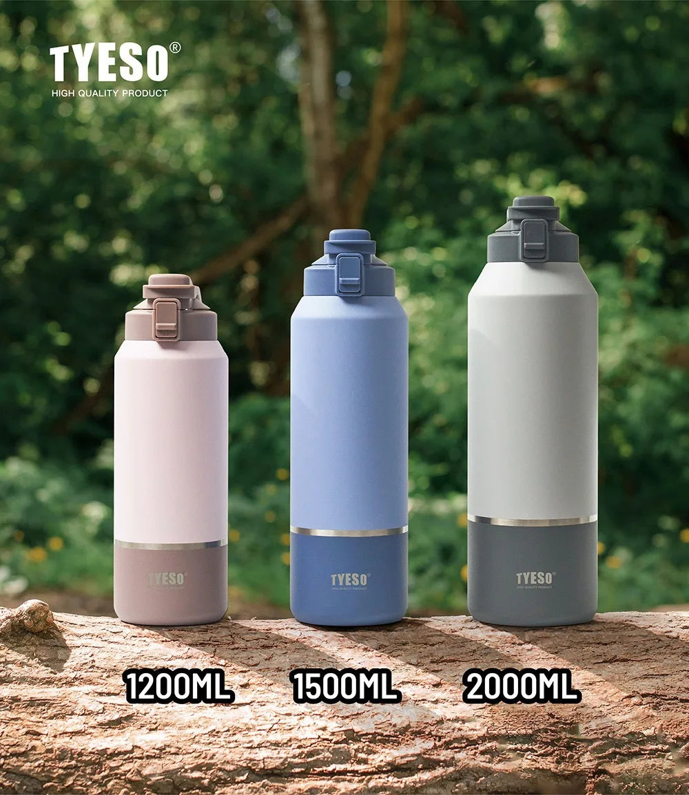 Tyeso Large Capacity Insulated Water Bottle Portable Travel Mug with Handle Leak-Proof Lid for Outdoor Sports Hiking Drinkware