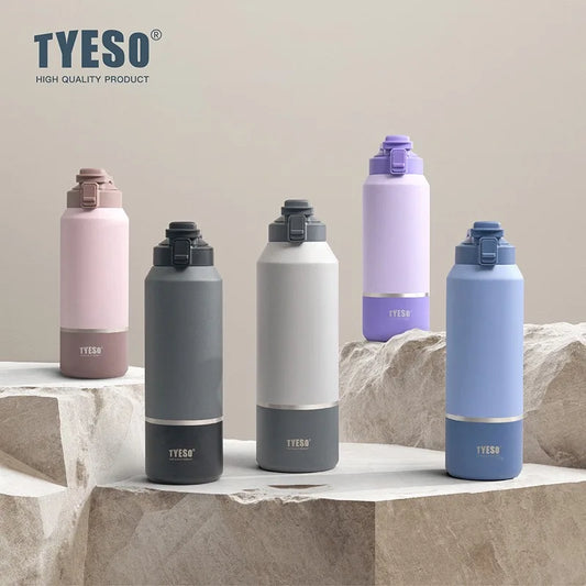 Tyeso Large Capacity Insulated Water Bottle Portable Travel Mug with Handle Leak-Proof Lid for Outdoor Sports Hiking Drinkware