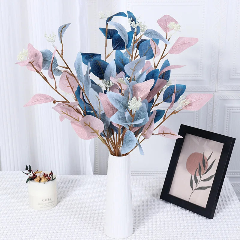 Silk Eucalyptus Leaves Branch Fruit Artificial Plant Fake Money Leaf Wedding Home Decoration Diy Wreath Flower