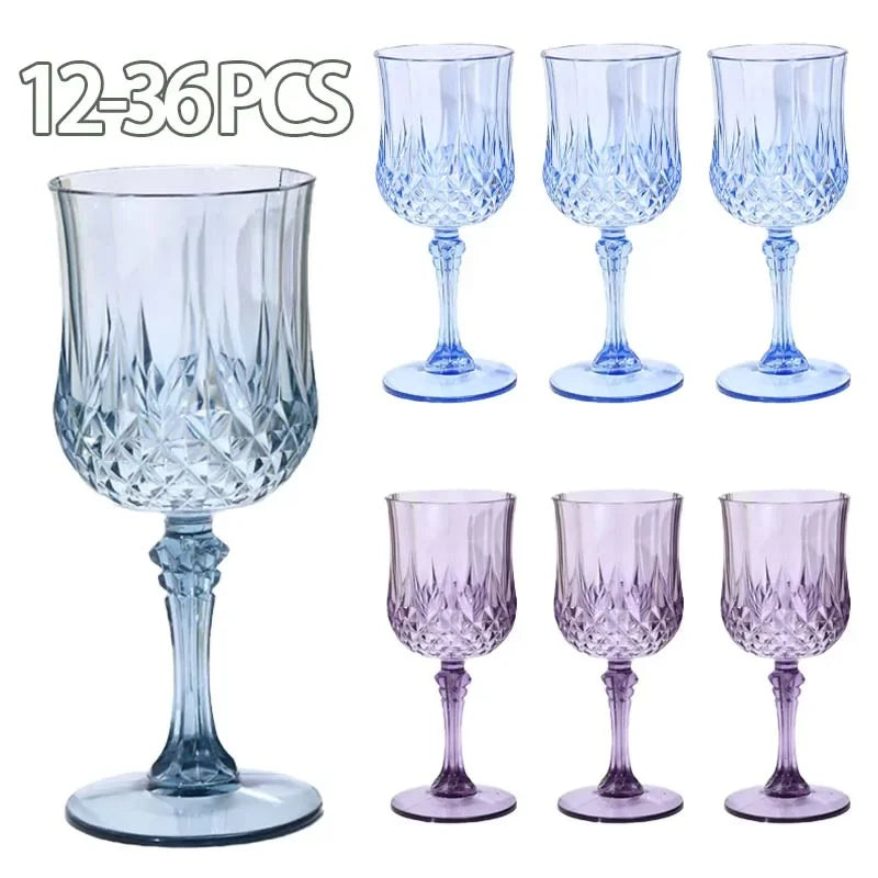 12-36PCS Shatterproof Tall Plastic Champagne Flutes Reusable Wine Glasses for Wedding Party Outdoor Picnic  Drinkware Decoration