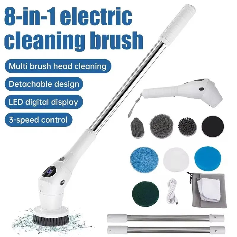 Electric Cleaning Brush 8 in 1 Multifunctional Household Wireless Rotatable Cleaning Brush For Bathroom Kitchen Windows Toilet