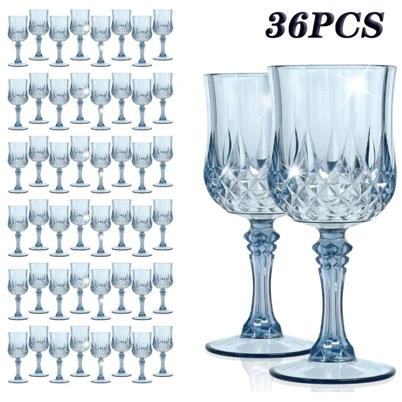 12-36PCS Shatterproof Tall Plastic Champagne Flutes Reusable Wine Glasses for Wedding Party Outdoor Picnic  Drinkware Decoration