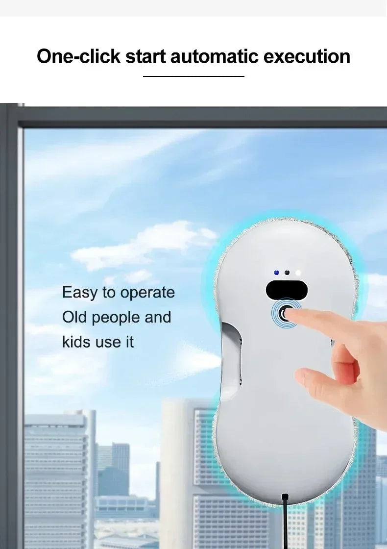 Smart Dual-Sided Spray Window Cleaning Robot with Strong Suction, Electric Glass Cleaner for High-rise Home & Office Windows