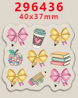 10pcs Clear Acrylic Planar Resin Back To School Themed DIY Bows Keychain Craft Supplies Handmade A294953