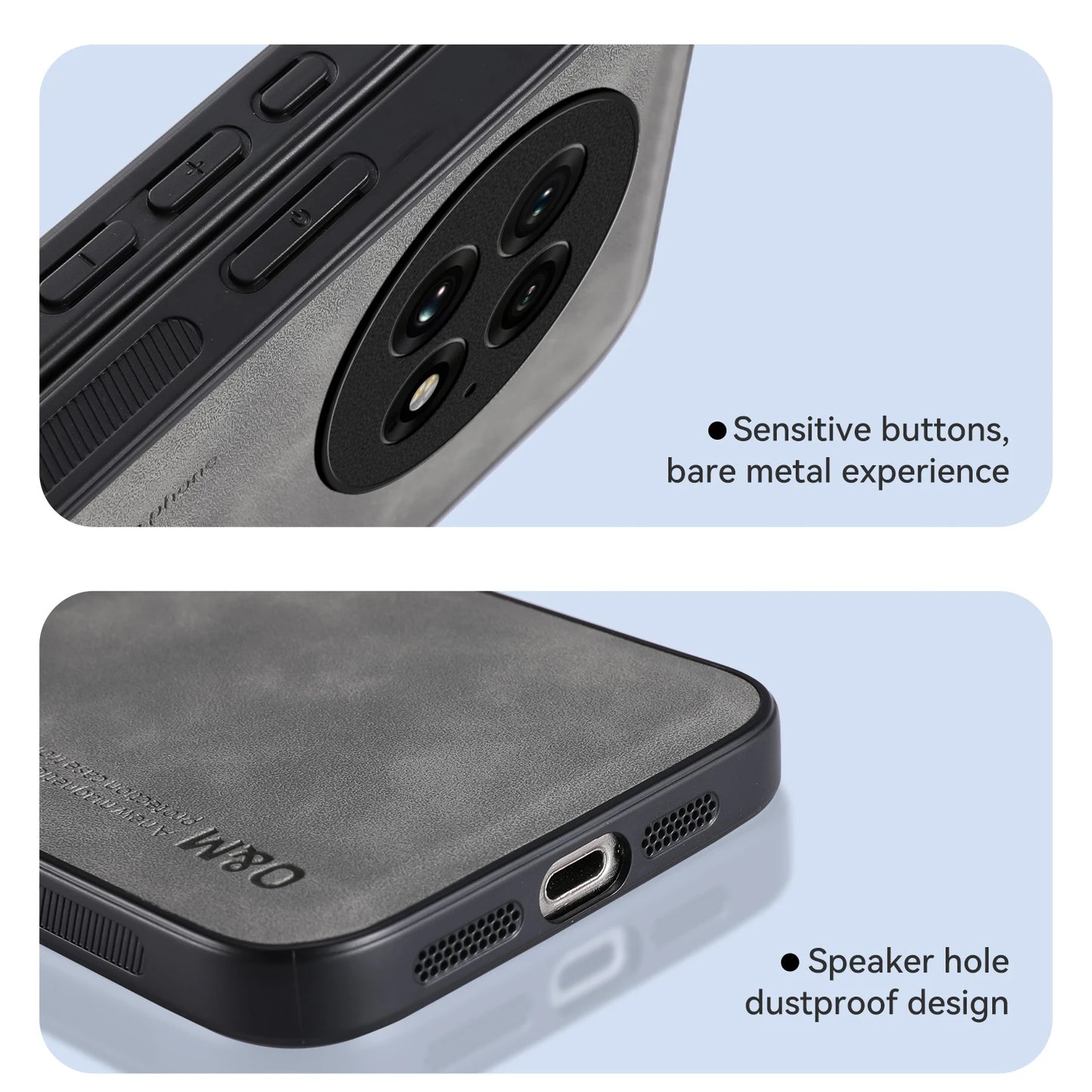 Nubuck Leather Shockproof Case for OnePlus 13 13R 12 12R Protective Cover Built-in Magnetic Suction Car Holder Coque Funda Capa