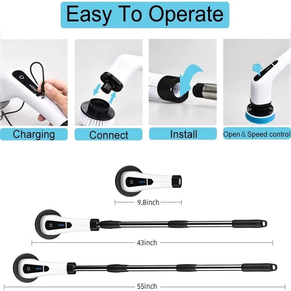 Electric Cleaning Brush 8 in 1 Multifunctional Household Wireless Rotatable Cleaning Brush For Bathroom Kitchen Windows Toilet