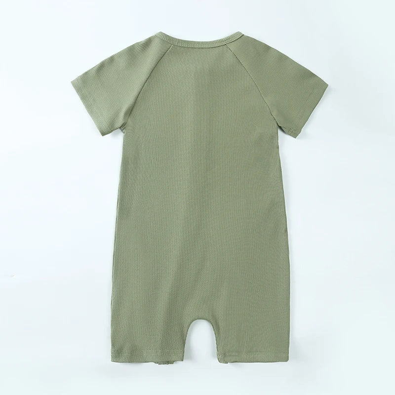 Summer Ribbed Bamboo Baby Romper Infant Clothing 3M-3Y Short Sleeve Rompers Newborn Baby Boys Girl Zipper Clothes