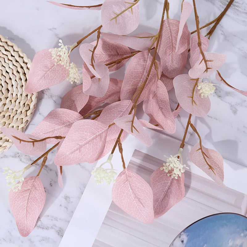 Silk Eucalyptus Leaves Branch Fruit Artificial Plant Fake Money Leaf Wedding Home Decoration Diy Wreath Flower