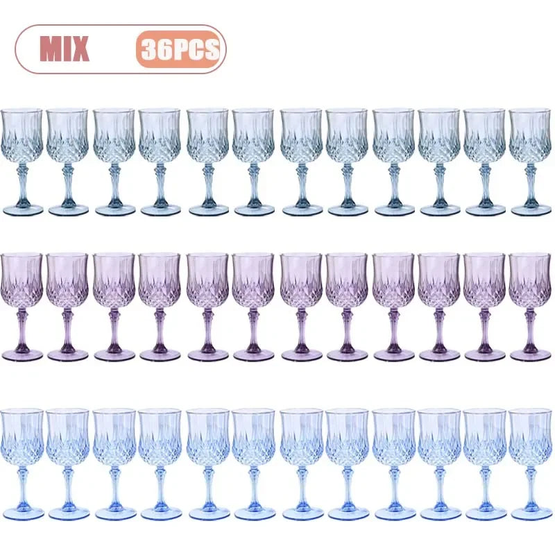 12-36PCS Shatterproof Tall Plastic Champagne Flutes Reusable Wine Glasses for Wedding Party Outdoor Picnic  Drinkware Decoration