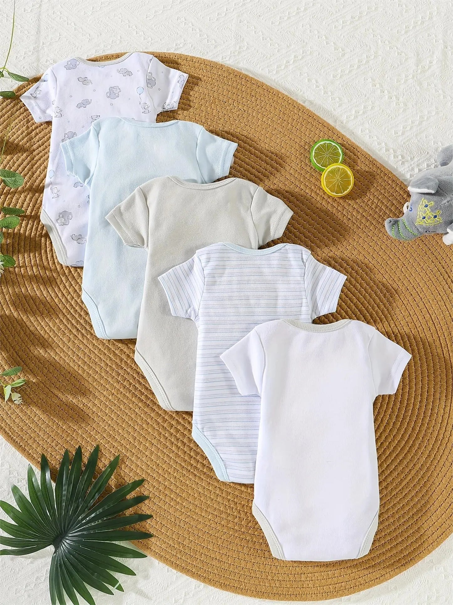 5PCS baby boy clothes summer Baby boy onesies cotton fabric newborn baby clothes Short-sleeved jumpsuit