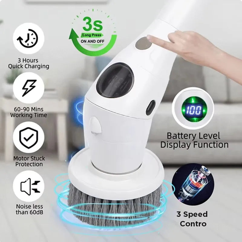 Electric Cleaning Brush 8 in 1 Multifunctional Household Wireless Rotatable Cleaning Brush For Bathroom Kitchen Windows Toilet
