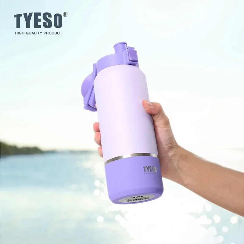 Tyeso Large Capacity Insulated Water Bottle Portable Travel Mug with Handle Leak-Proof Lid for Outdoor Sports Hiking Drinkware