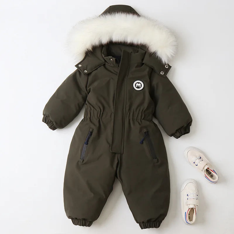 Winter Children Clothes Long-Sleeve Thick Romper Baby Boys Girls Hooded Jumpsuit Kids One-Piece Ski Suit Outdoor Warm Coat