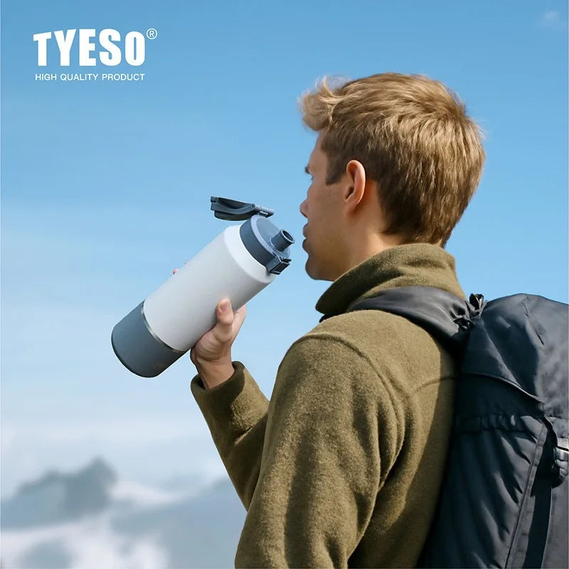 Tyeso Large Capacity Insulated Water Bottle Portable Travel Mug with Handle Leak-Proof Lid for Outdoor Sports Hiking Drinkware