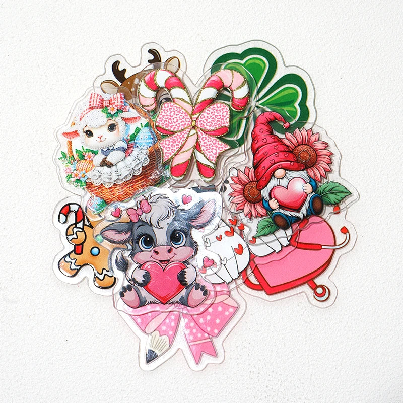 10pcs Clear Acrylic Planar Resin Back To School Themed DIY Bows Keychain Craft Supplies Handmade A294953