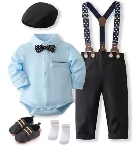 Gentleman Baby Clothes Dressy Outfits for Baby Boys Baby Suit Dress Baby for Boy Kids Clothes Boys Hat+Romper+Shoes+Socks+Pants