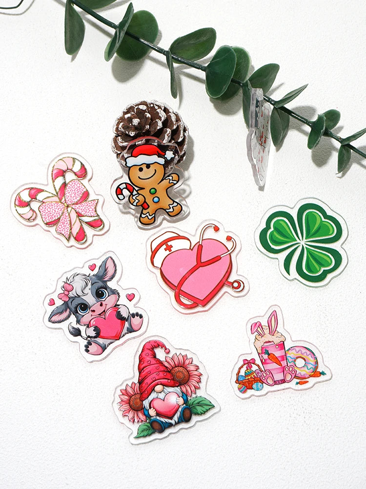 10pcs Clear Acrylic Planar Resin Back To School Themed DIY Bows Keychain Craft Supplies Handmade A294953