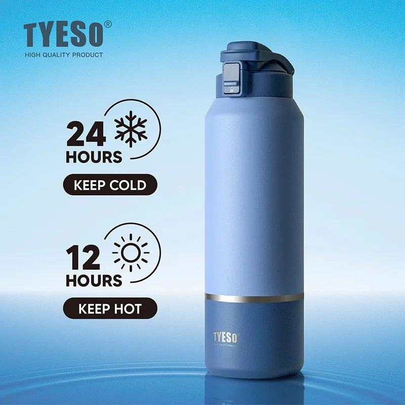 Tyeso Large Capacity Insulated Water Bottle Portable Travel Mug with Handle Leak-Proof Lid for Outdoor Sports Hiking Drinkware