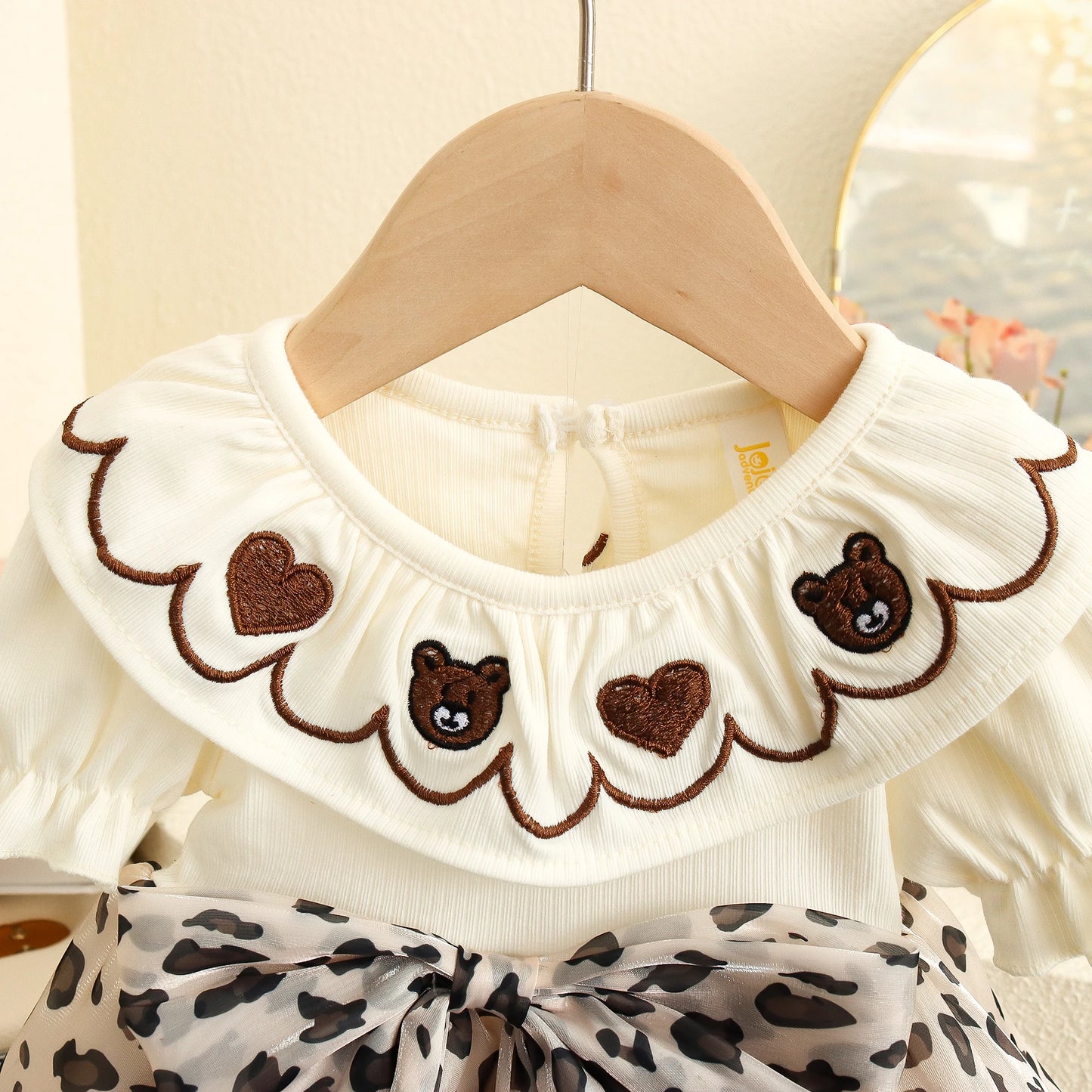 Summer New Cute Leopard Print Bow Baby Girl Dress, Fashionable Children'S Short Sleeved Clothes For Babies Aged 0-3 Years Old
