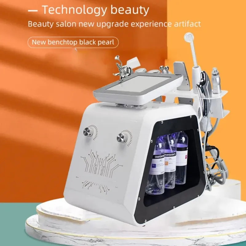 New 9 in 1 Benchtop Black Pearl Professional Face Spa Aqua Peel Facial Hydroder5mabrasion Machine Face Cleansing Firming Lifting