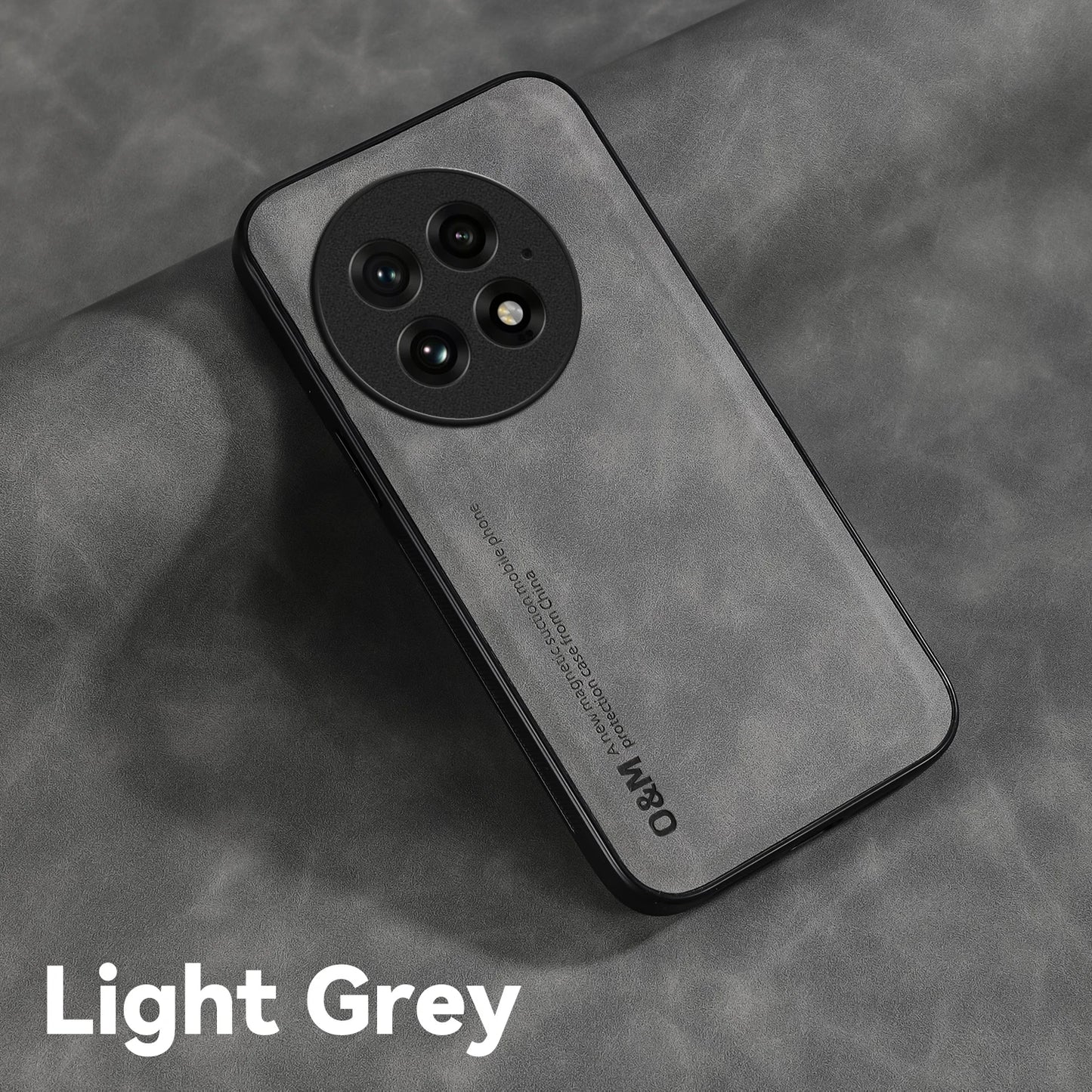 Nubuck Leather Shockproof Case for OnePlus 13 13R 12 12R Protective Cover Built-in Magnetic Suction Car Holder Coque Funda Capa