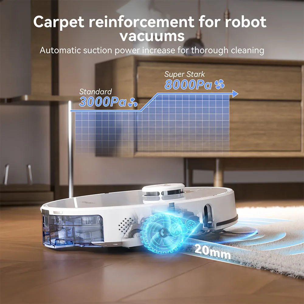 Tesvor S8 Max Robot Vacuum Cleaner 8000Pa 3-in-1 Vacuum/Sweep/Mop Up To 180min Runtime Self-emptying 2.5L Large Dust Bag