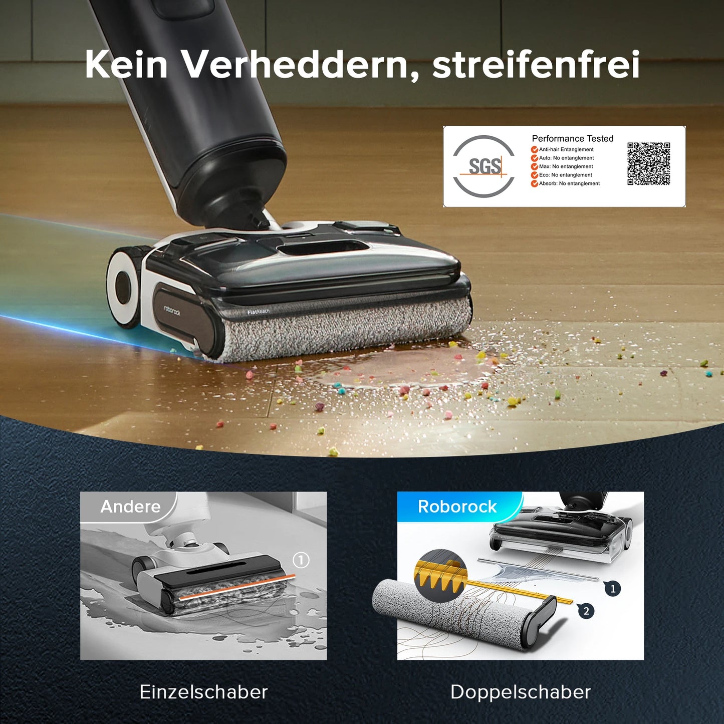 Roborock F25 XT Wet Dry vacuum cleaner 20,000 Pa Zero Tangle 90 °C Hot Air Quick Dry Electric Mop 180 ° Lie Flat