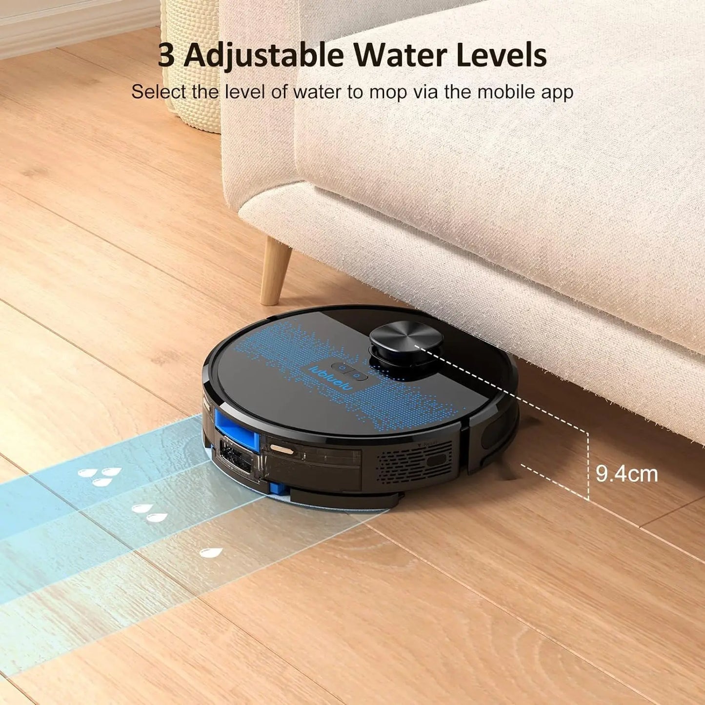 Lubluelu SL60D Robot Vacuum and Mop Combo - 4500Pa Suction, 150Mins Runtime, Quiet Operation, 10 No-Go Zones For Pet Hair Carpet