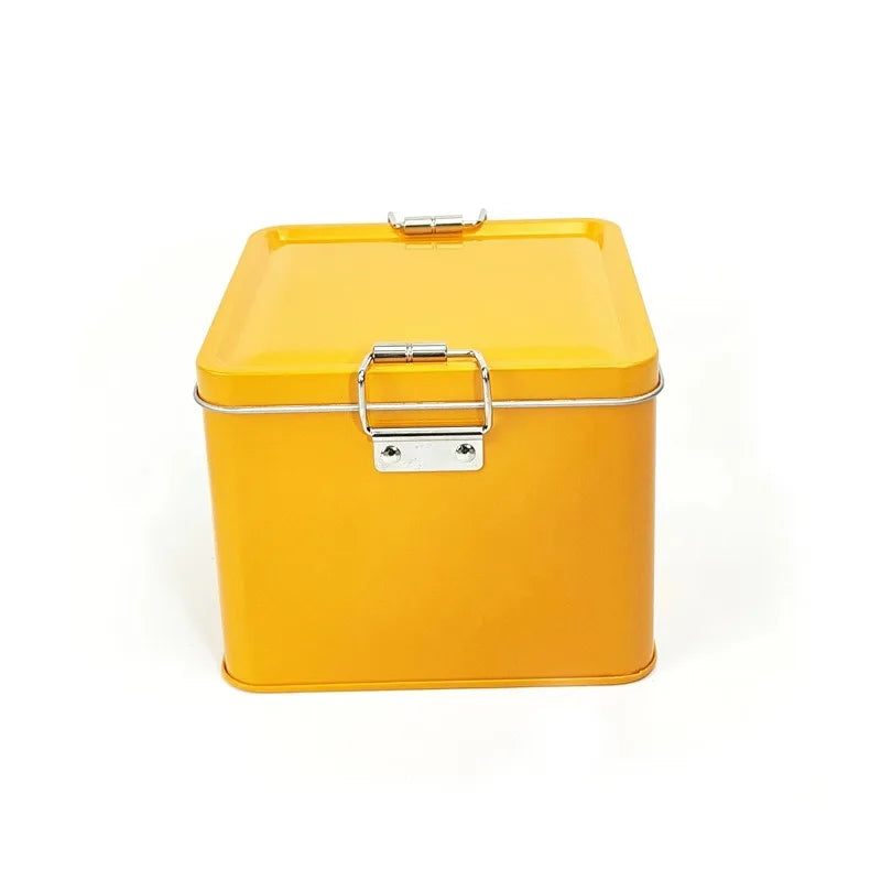 Square Multi-color Tinplate Box For Dessert And Snack Storage Moisture-proof Food Storage Box With Lid