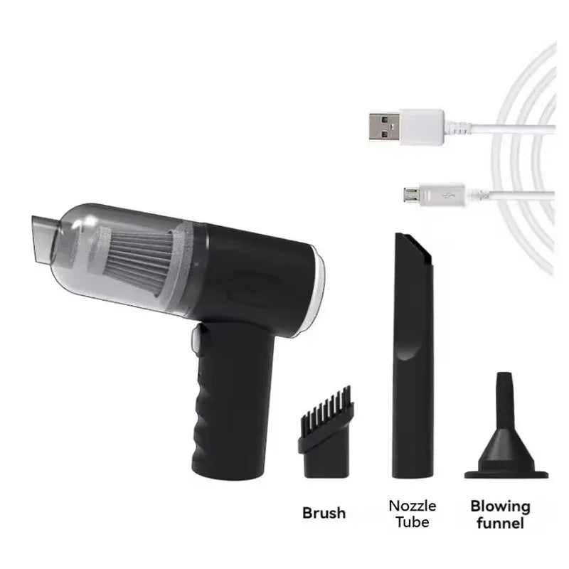 Wireless Car Vacuum Cleaner with 1200mAh USB Charging - Portable Mini Wet/Dry & Blower Vacuum for Home & Auto Use