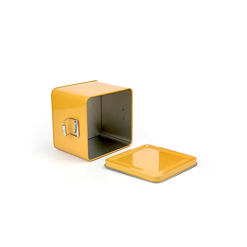 Square Multi-color Tinplate Box For Dessert And Snack Storage Moisture-proof Food Storage Box With Lid