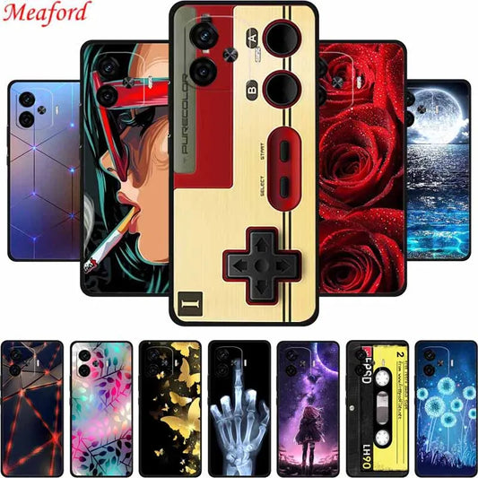 For Vivo iQOO Z9 Turbo Back Cover Case Z9Turbo Phone Cover Black Silicone Soft Coque For Vivo iQOO Z9 Turbo Phone Case 6.78" Bag