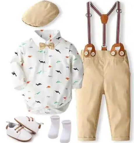 Gentleman Baby Clothes Dressy Outfits for Baby Boys Baby Suit Dress Baby for Boy Kids Clothes Boys Hat+Romper+Shoes+Socks+Pants