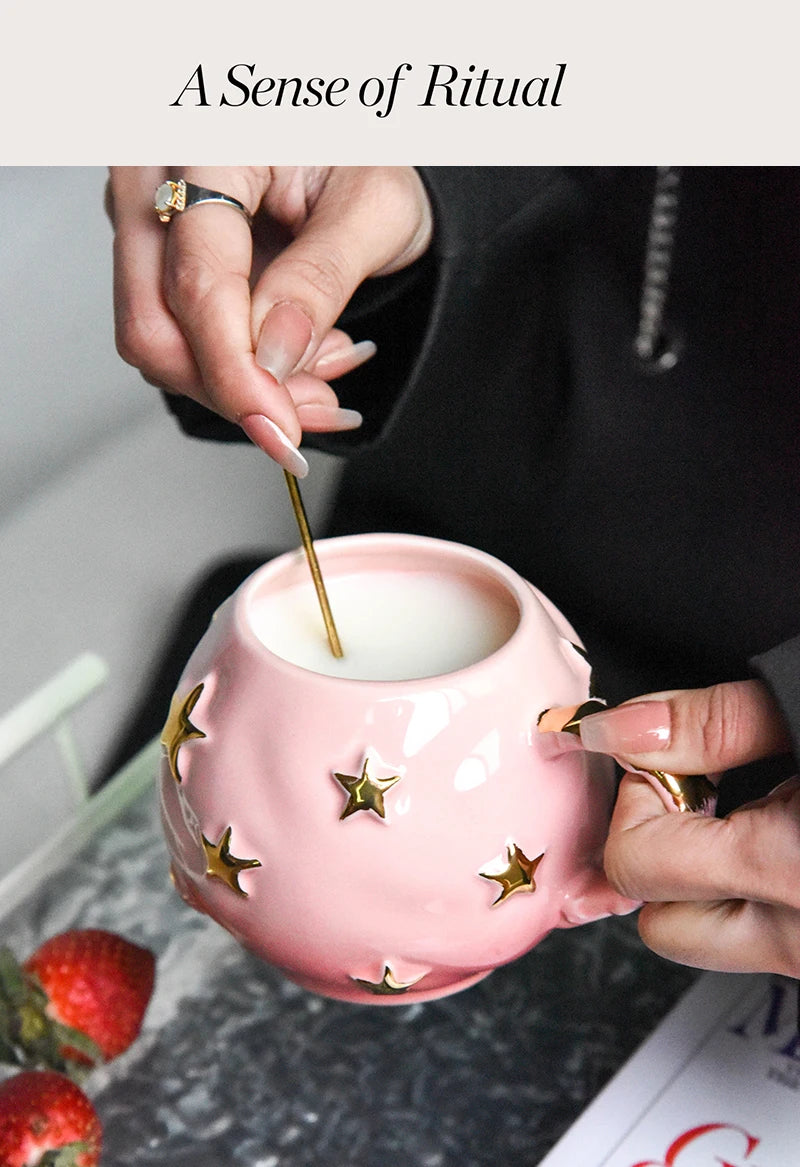 Ceramic Star Water Mug Creative Sequins Dazzle Blingbling Household Coffee Milk Mug Birthday Gift Mugs Drinkware