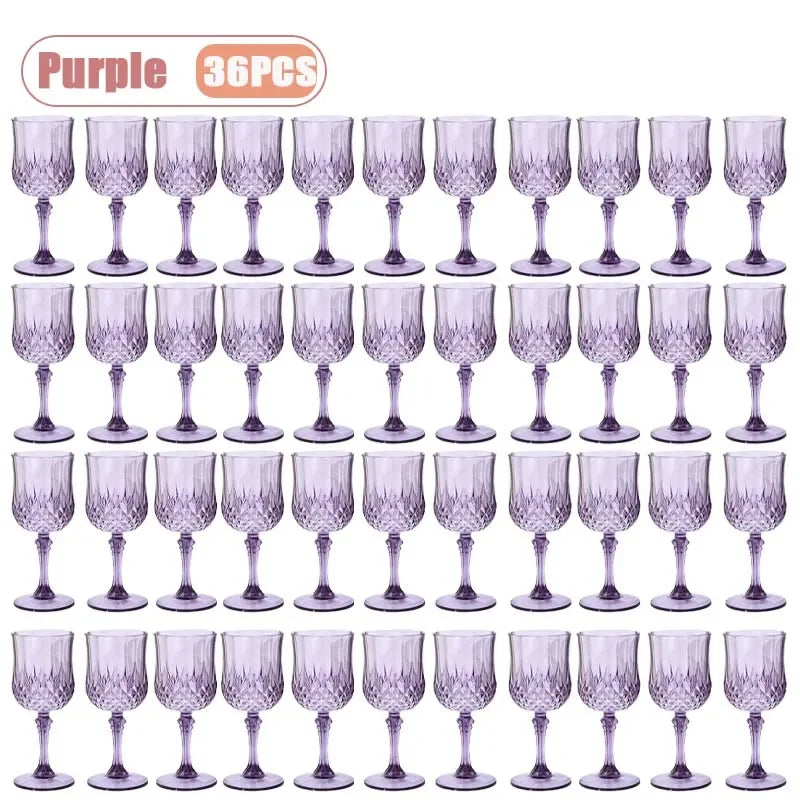 12-36PCS Shatterproof Tall Plastic Champagne Flutes Reusable Wine Glasses for Wedding Party Outdoor Picnic  Drinkware Decoration