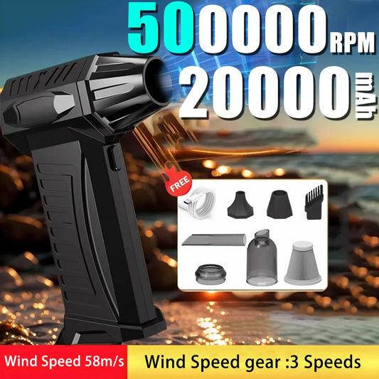 Super Violent Blower 500000RPM Brushless Turbo Jet Blower Dry 20000mAh Fast Charging Duct Fan 300G Thrust PC Cleaning Too
