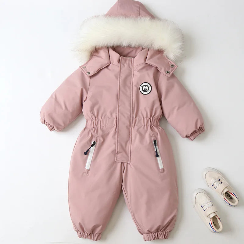 Winter Children Clothes Long-Sleeve Thick Romper Baby Boys Girls Hooded Jumpsuit Kids One-Piece Ski Suit Outdoor Warm Coat