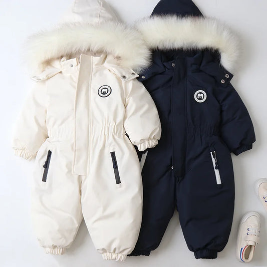 Winter Children Clothes Long-Sleeve Thick Romper Baby Boys Girls Hooded Jumpsuit Kids One-Piece Ski Suit Outdoor Warm Coat