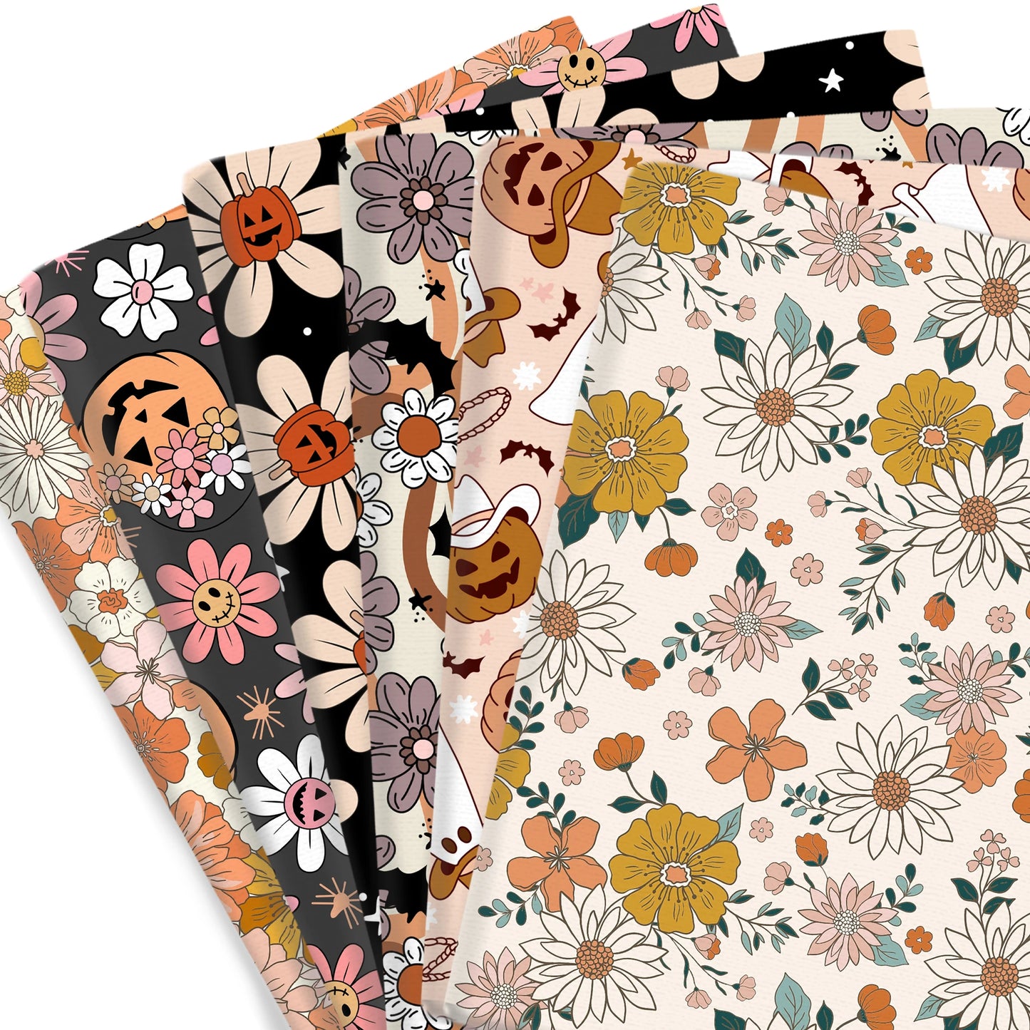 50*45cm  Halloween Flower Floral Polyester Cotton Fabric for Tissue Sewing Quilting Fabrics Needlework Material DIY Handmade