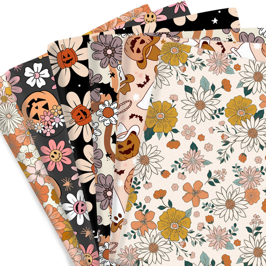 50*45cm  Halloween Flower Floral Polyester Cotton Fabric for Tissue Sewing Quilting Fabrics Needlework Material DIY Handmade