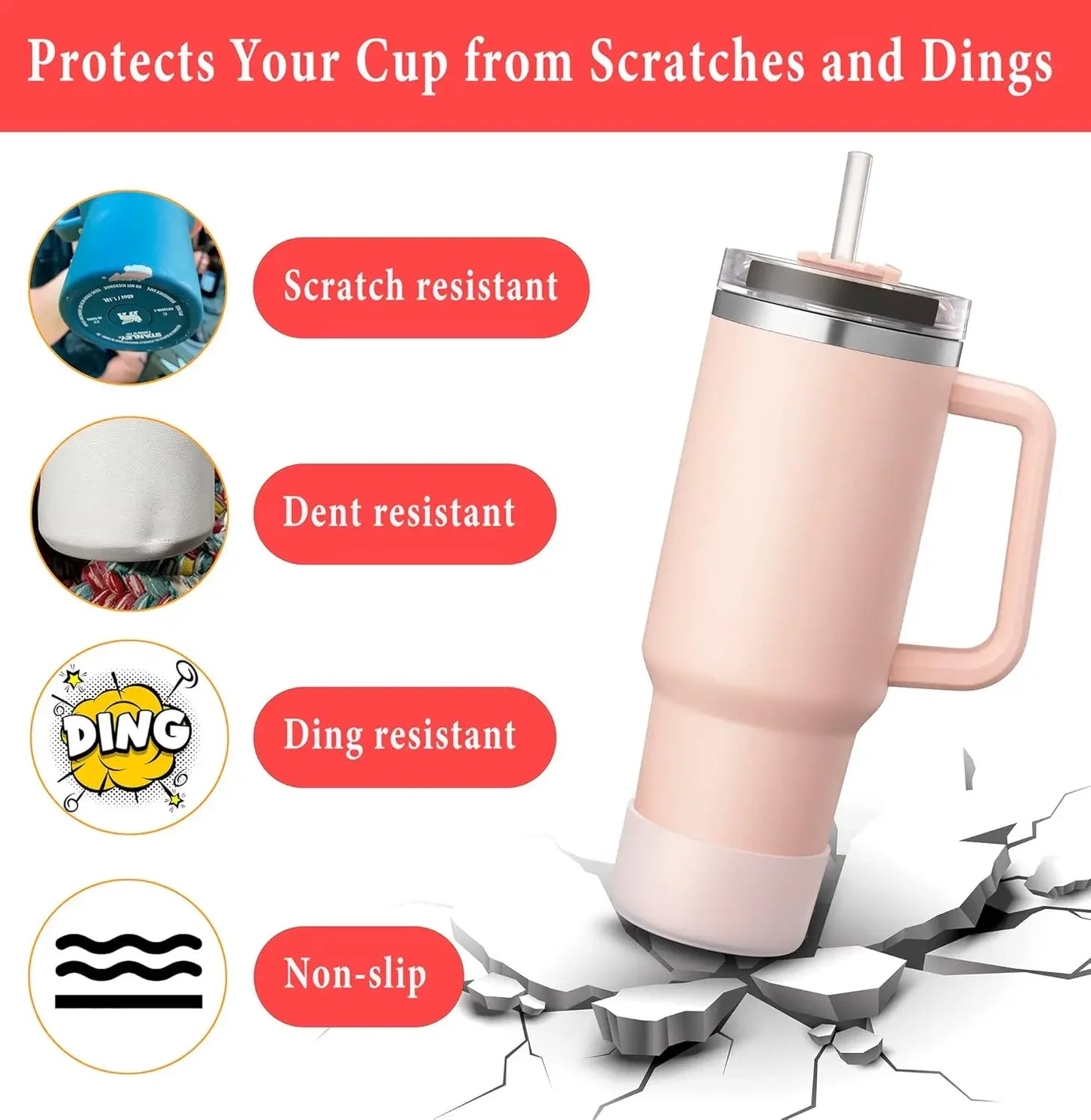 2Pcs Silicone Boot for Stanley Cup Fits H2.0 30oz 40oz Tumbler Protective Cup Bottom Sleeve Cover Cup Accessories